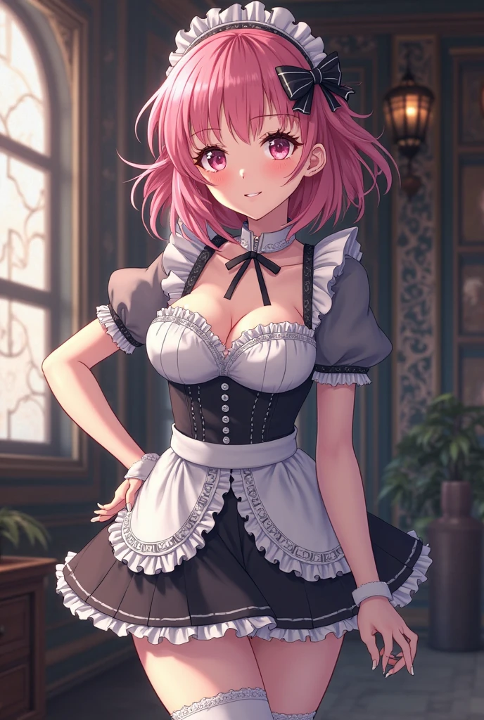 anime girl in maid outfit sitting on the floor with her legs crossed, anime girl in a maid costume, gorgeous maid, maid outfit, anime cat girl in a maid costume, maid dress, maid, cute anime waifu in a nice dress, ( waitress ) girl, anime maids riding early tanks, wearing maid uniform