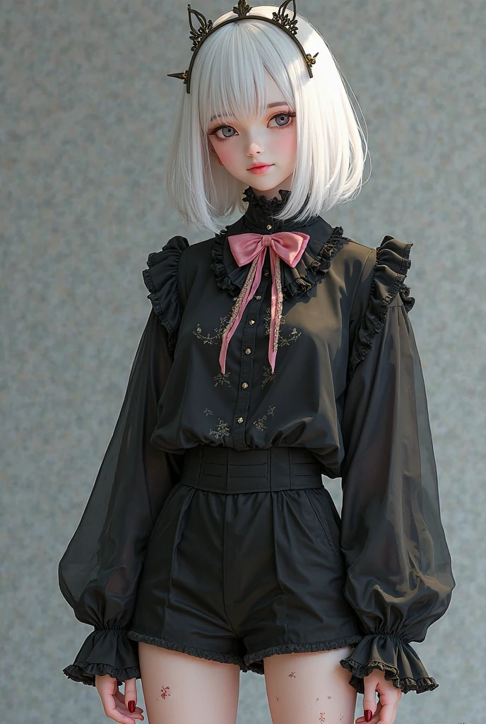 There was a woman in a black dress and hat, SSAO 8 K, ball jointed doll, E-Girl, e - girl, Loli, Guviz, 2 b, 2b, valentine, 🍂 Cute, highly detailed character, render of april, anime styled 3d, dollpunk, in clothes! Highly detailed