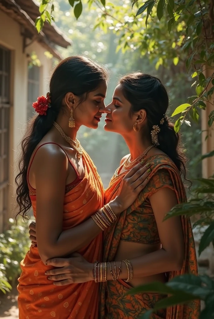 Two Fully naked girls looking exactly like Tamannah Bhatia and kajal Aggarwal groping each other's boobs in a busy street in India. They are lesbians and intimate with each other