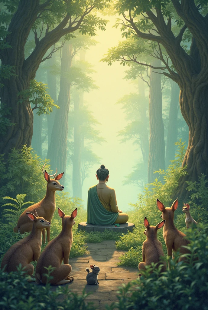 The Buddha and animals in forests