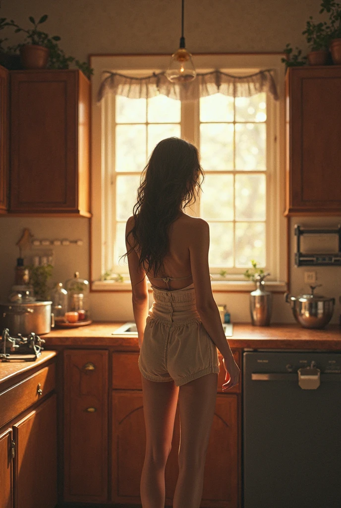 vietnam girl , naked , nice body , underwear , kitchen
