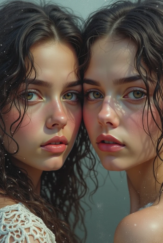 Realistic, 2 girls.selfie, (two heads), dark skin