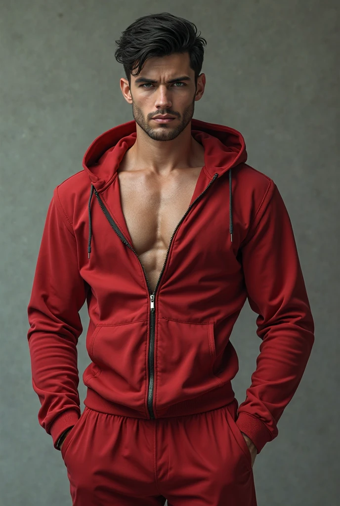 silver_hair,handsome male,beard,(orange coat:1.1),abs,black background,