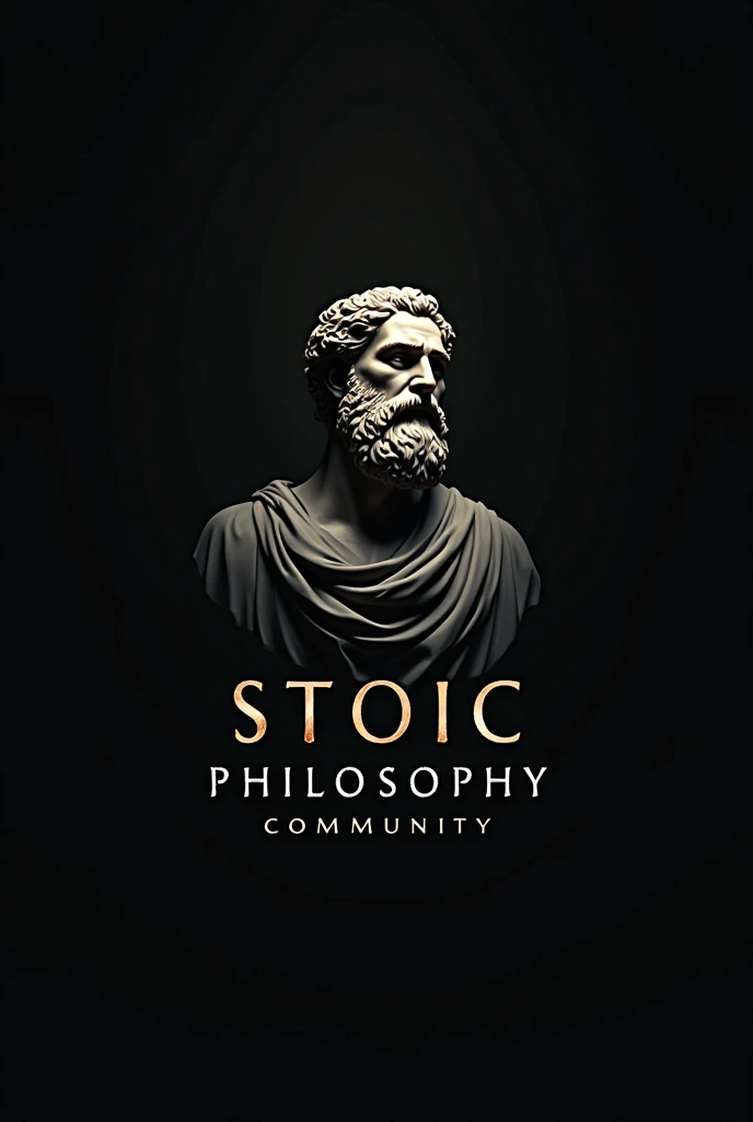 A background with a gradient of warm tones, from pale gold on top to earthy brown on the bottom, evoking antiquity and depth. In the middle, a stylized bust of a classical philosopher, like Socrates or Plato, in a marble grey tone, with head slightly tilted, looking into infinity, symbolizing the search for knowledge.Behind the bust, abstract symbols like infinity, a scale, and a spiral represent philosophical ideas. In the upper right corner, an open old book with pages flying to the bottom, suggesting the dissemination of ideas. On the bottom, roots of a tree emerge from the ground, symbolizing the deep roots of philosophy in history.Title "philosophy" appears at the top in a classic typography, Golden or bronze in color with a slight sheen. under the title, in a smaller font, You can include the name of the course or the teacher.The overall style combines classic with modern., using soft shadows and clean lines, reflecting the depth and transcendence of philosophy.