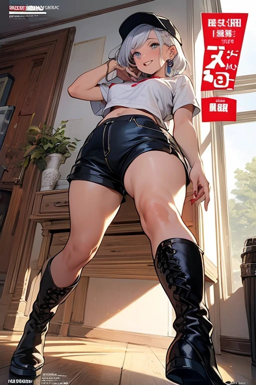 magazine cover, variations of (masturbation using a pole), open legs, open mouth, straddle,