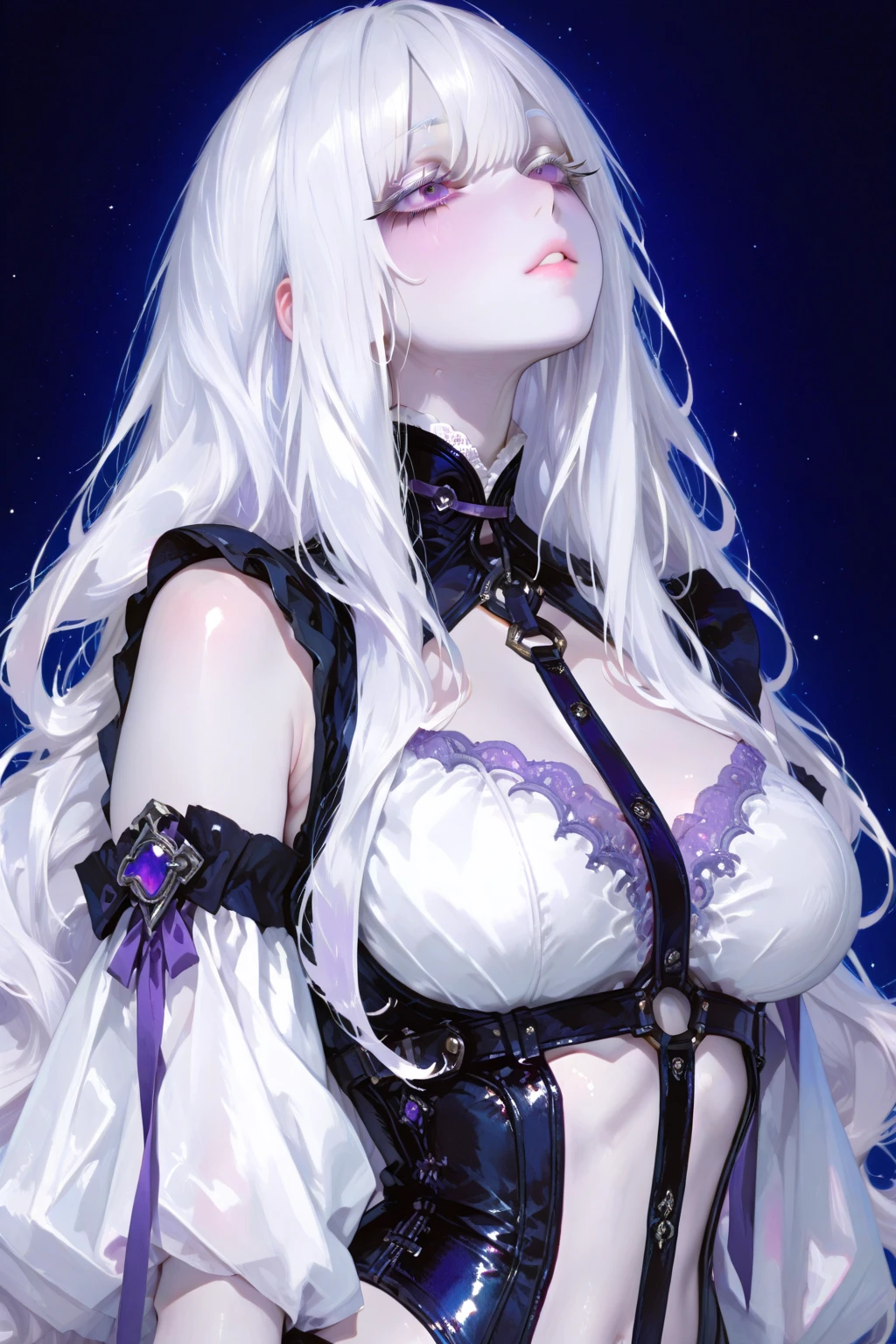 (Top resolution、Distinct_image)top-quality、A girl、masterpiece、highly detailed, half body, Semi-realistic、purple eyes 、26year old, silver hair,young 、Exquisite facial features、Facial features ,variation potrait, long hairstyles, teenage, cool , cold sharp eyes, An expression of despair., lifeless eyes, blood on face, , {Very detailed 8k CG unit wallpaper}, Elagent, gorgeous
Mommy type , plump body curves, big breasts, perfect body, elegant dress