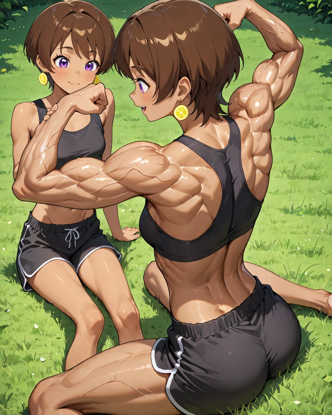(((2 girls with toned bodies taking a shower together in the bathroom))) one girl very aggressive and catching the other girl hugging her from behind putting her hands on the girl's breasts