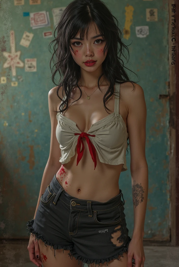 Japanese、Aki Hoshino、マーベル・コミック映画のposter, very beautiful, movies about spiderman, sexy, whole body, I'm wearing a skirt、premiere date, poster、belly buttonを突き出す、new york、she's wearing a torn spiderman suit,the suit is torn、wearing a skirt、 red and black color scheme,dynamic、masterpiece、highest quality、super detailed、very detailed、Detailed beautiful shine、超A high resolution、cinematic,tear,teardrop,(torn clothes:1.5), (wet clothes:1.4), bare shoulders,real rain,wet hair,belly button、exposing skin、sexyな肩を見せてる