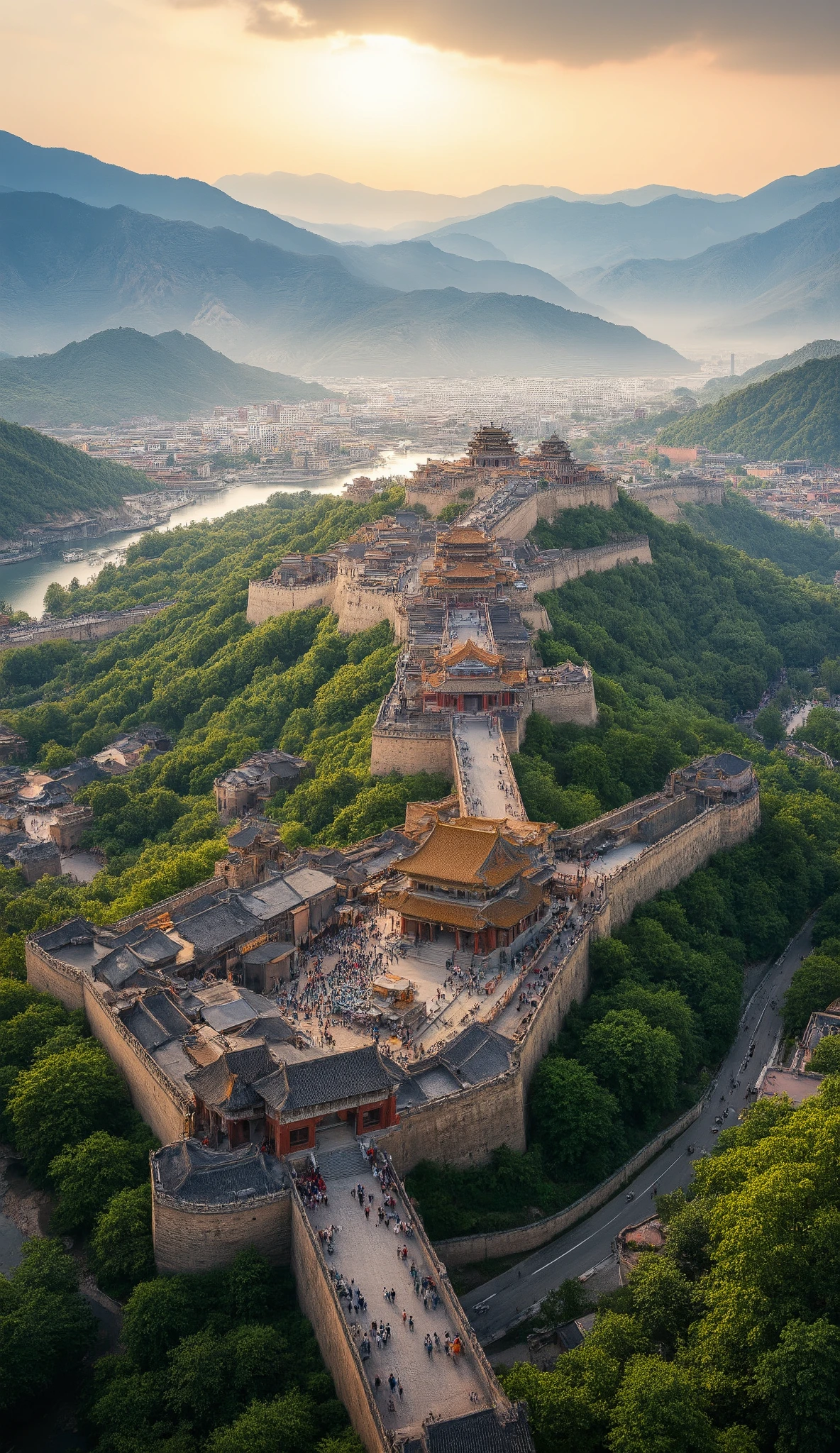 The、Ancient Xi'an、ロス・トランの写真です♪絵のように美しい背景、city、city {x} The city walls and city of Xi'an seen from a little above、The high-definition background is Ancient Xi'an、China's Dream City、Highly Detailed Digital Painting、highly detailed digital paint、A River Flows Next to the City、Detailed Scenery。
