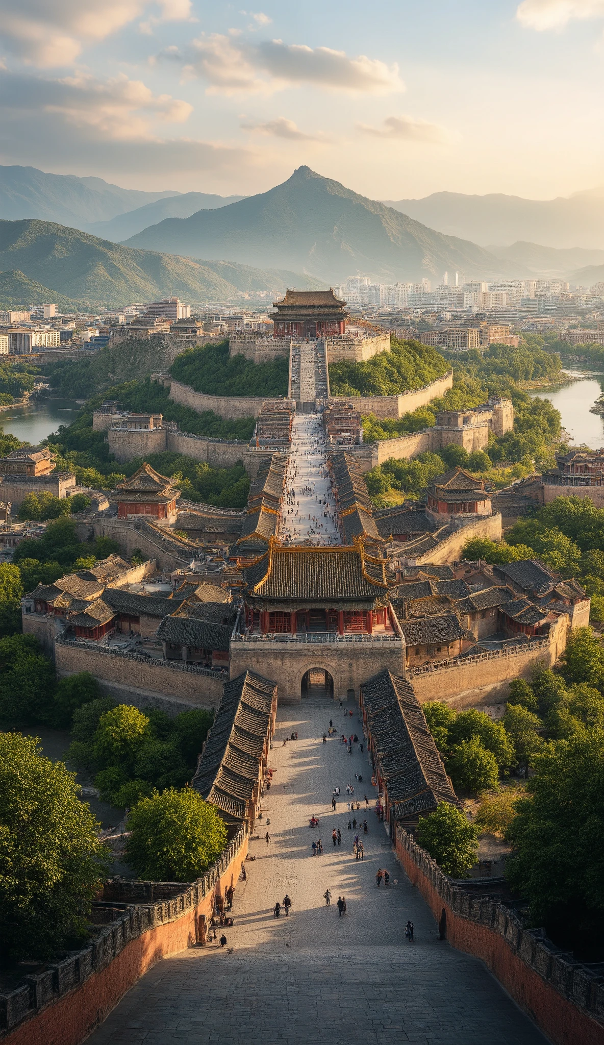 The、Ancient Xi'an、ロス・トランの写真です♪絵のように美しい背景、city、city {x} The city walls and city of Xi'an seen from a little above、The high-definition background is Ancient Xi'an、China's Dream City、Highly Detailed Digital Painting、highly detailed digital paint、A River Flows Next to the City、Detailed Scenery。