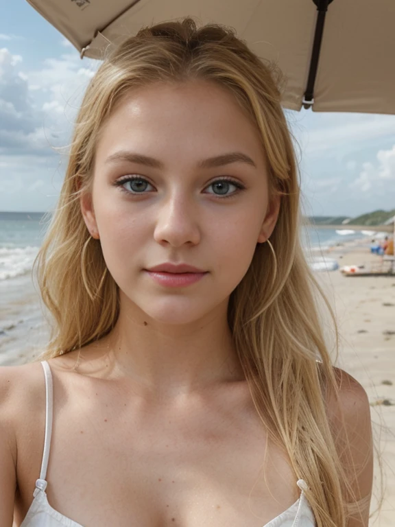 Teenage girl naked by the sea, very small, baby face, blonde, having sex, beautiful, doing blowjob