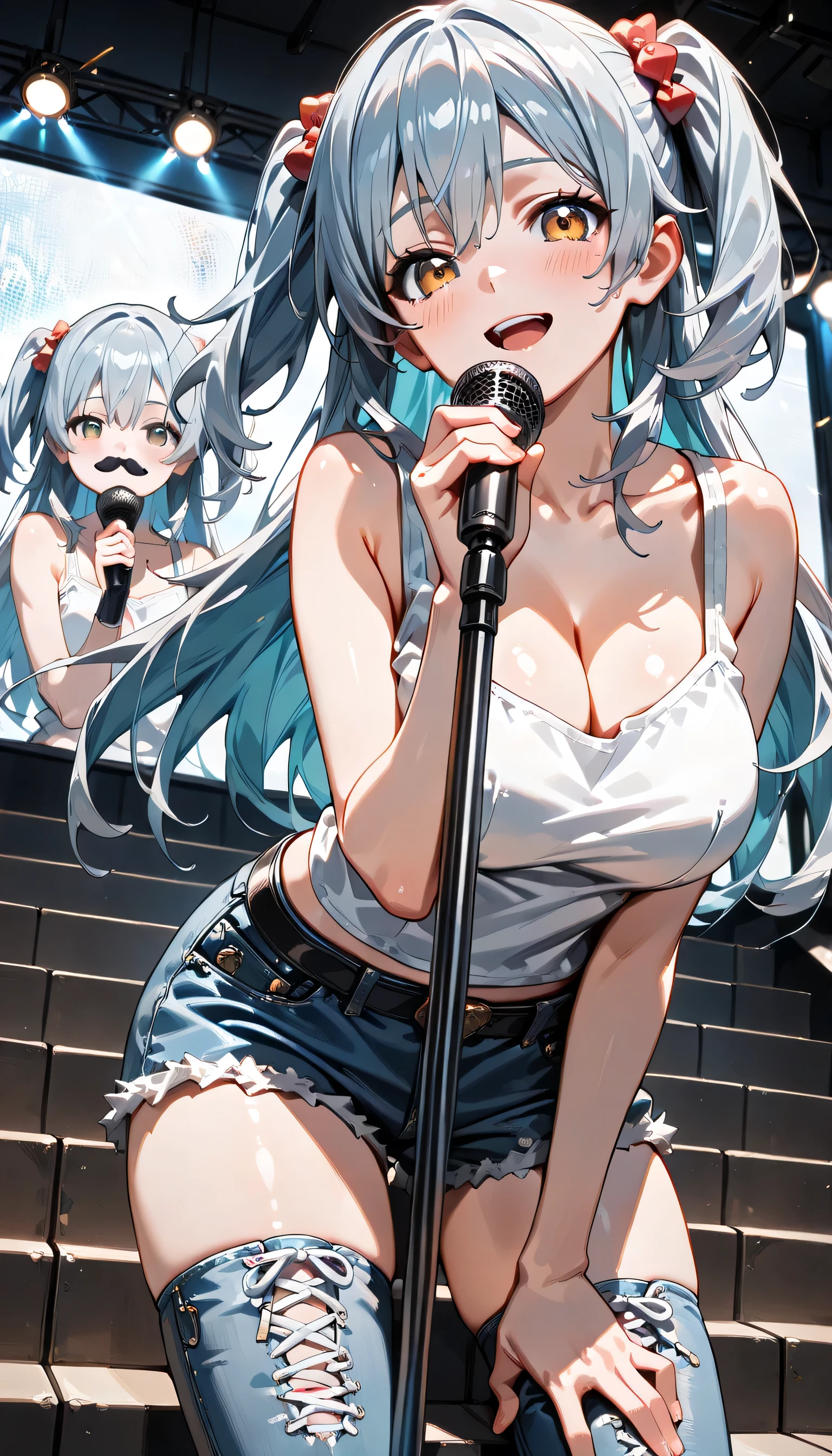 Highest quality,masterpiece,singer,stage,Radical Slingshot Swimsuit,Areola,Small live music venue
