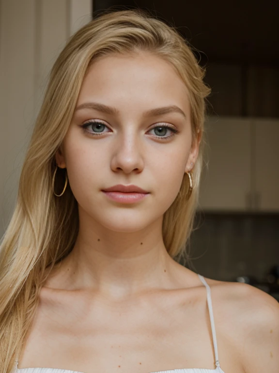 nat, 1girl, pink headband, green eyes, blonde hair, long hair, lips, bang, blush, nude,