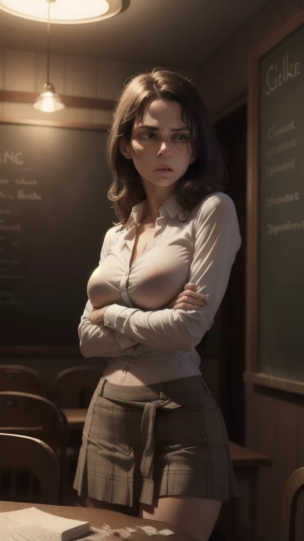((1girl)), 21 year old woman, long black hair, small breasts, thin hips, choker collar, wrist cuffs, nude, naked, pubic hair, standing, animated pose, hand brushing hair, open door, open window, bookstore, bookcases, books, dramatic lighting, cinematic lighting, masterpiece, best quality