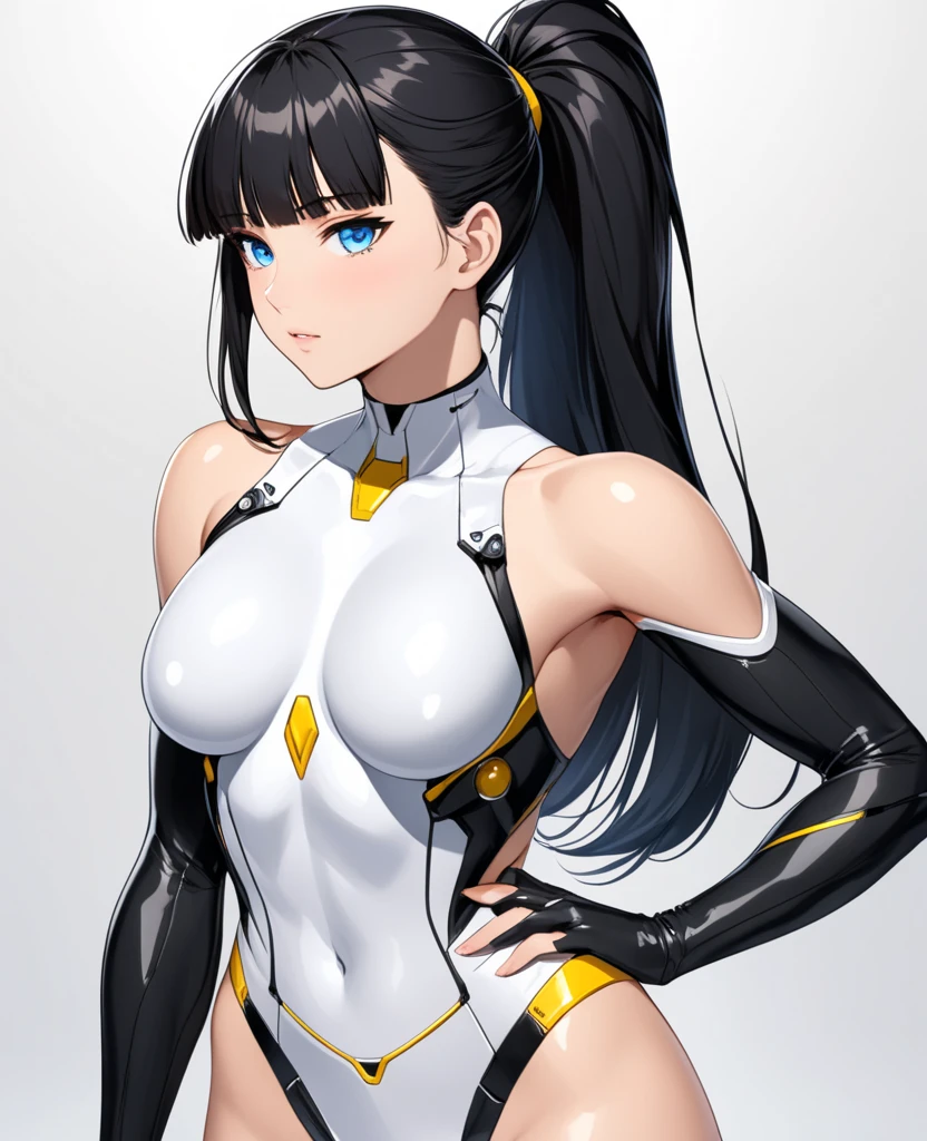 masterpiece, best quality, highres, aanagato, long hair, headgear, hairband, bare shoulders, one-piece swimsuit, fingerless gloves, elbow gloves, black gloves, <lora:nagato_(kancolle)_v1:0.7>, cowboy shot, standing