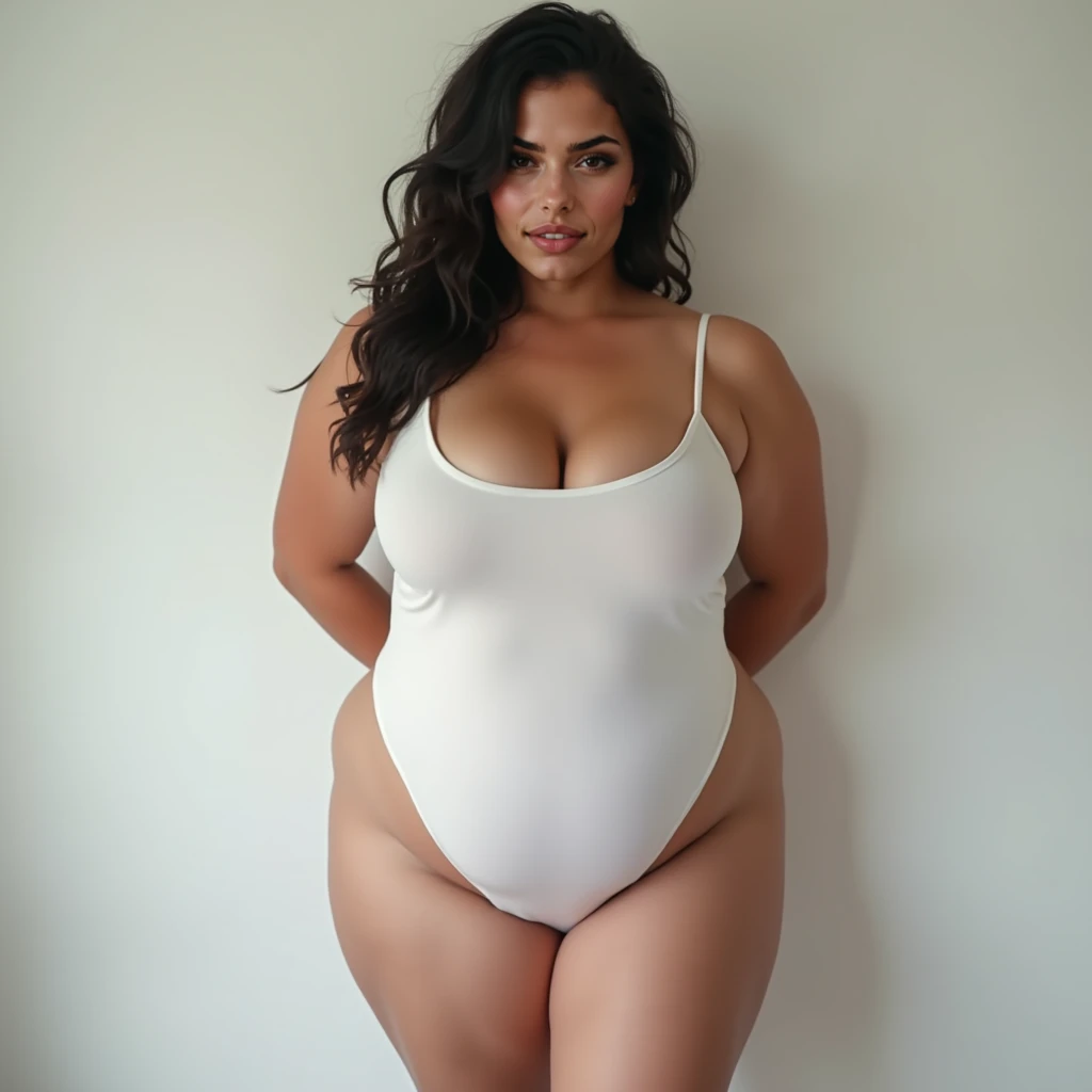 enceinte woman in black shorts standing Dans la salle de bain looking out window, elle a un gros ventre rond et rebondissant posé sur le rebord du lavabo, enceinte belly, enceinte, son ventre est gros et rond, épais, bbwchan, grossesse, chemise serrée, son nombril est exposé, vue de côté, Dans la salle de bain, à côté d'une grande fenêtre, wearing chemise serrée, costume moulant blanc lisse