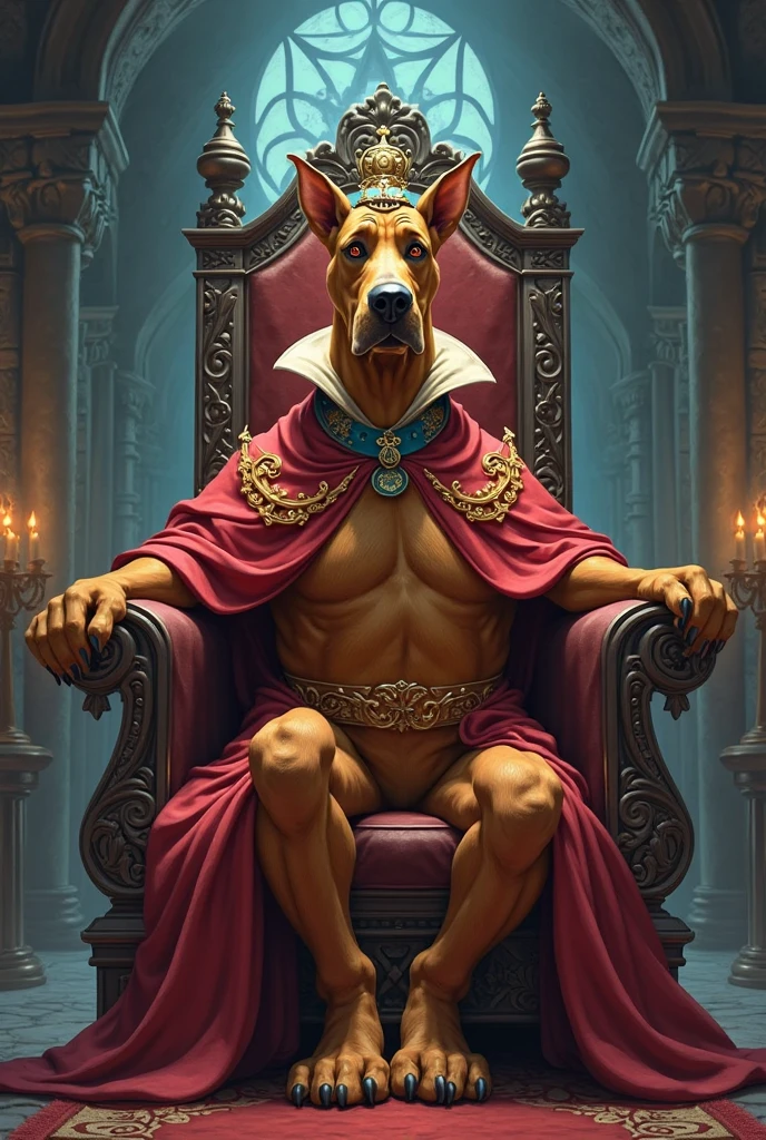 Buff Anubis sitting on a throne with several bodies in front of him, And on top of it is written "1 C" em chamas