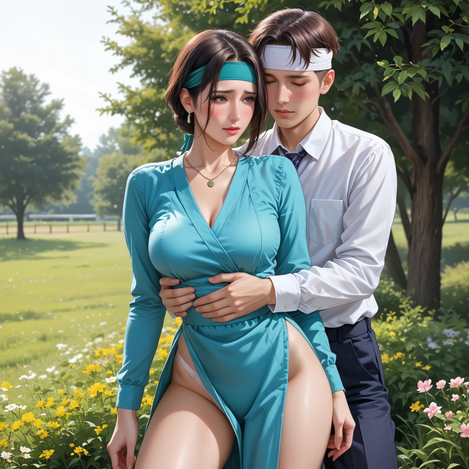 dense forest、forest、swamp、dim、A man and a woman alone、girl rapes man、bad girl、1 female、1 male、pretty girl、woman smiling lewdly、Girls' Hanfu is see-through、girl's clothes are exposed、beautiful nipples of a girl、naked men、the man is laid on his back、A man who was sexually assaulted by a girl、crying man、passive man、crying man、Man Getting、a girl rides a horse on a man、Cowgirl、vaginal ejaculation、Creampie、overflowing semen、NSFW