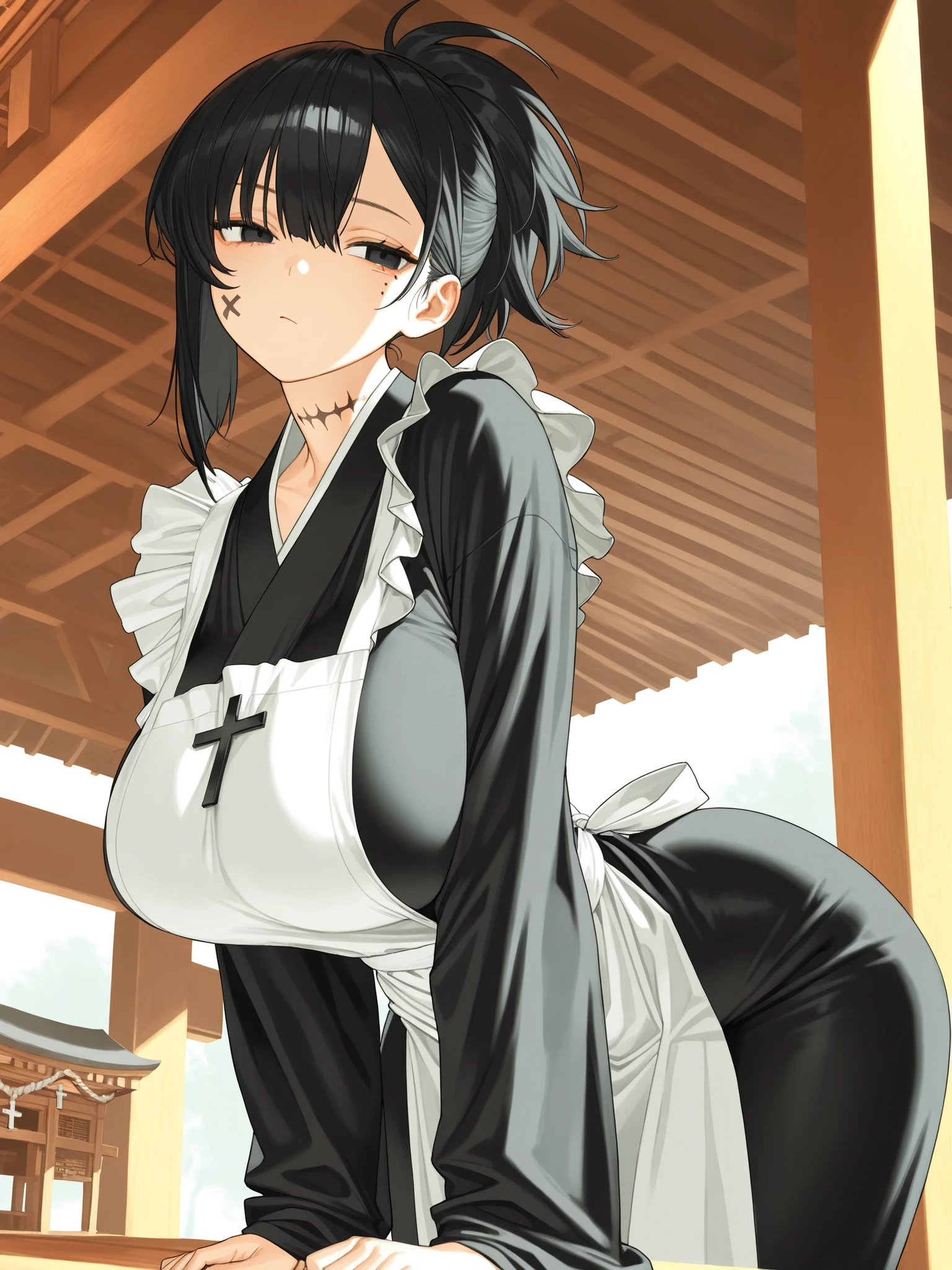 masterpiece best quality <lora:fundoshi_girl_Vol_005:1> (\fundoshi\:1.4) milf with maid