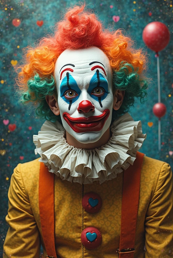 A MAN WITH A CLOWN'S FACE, HE WAS MADE A FOOL, He's sad and crying, foto realista 4k, his face is white with a big red nose, reinforcing clown makeup. high resolution photo