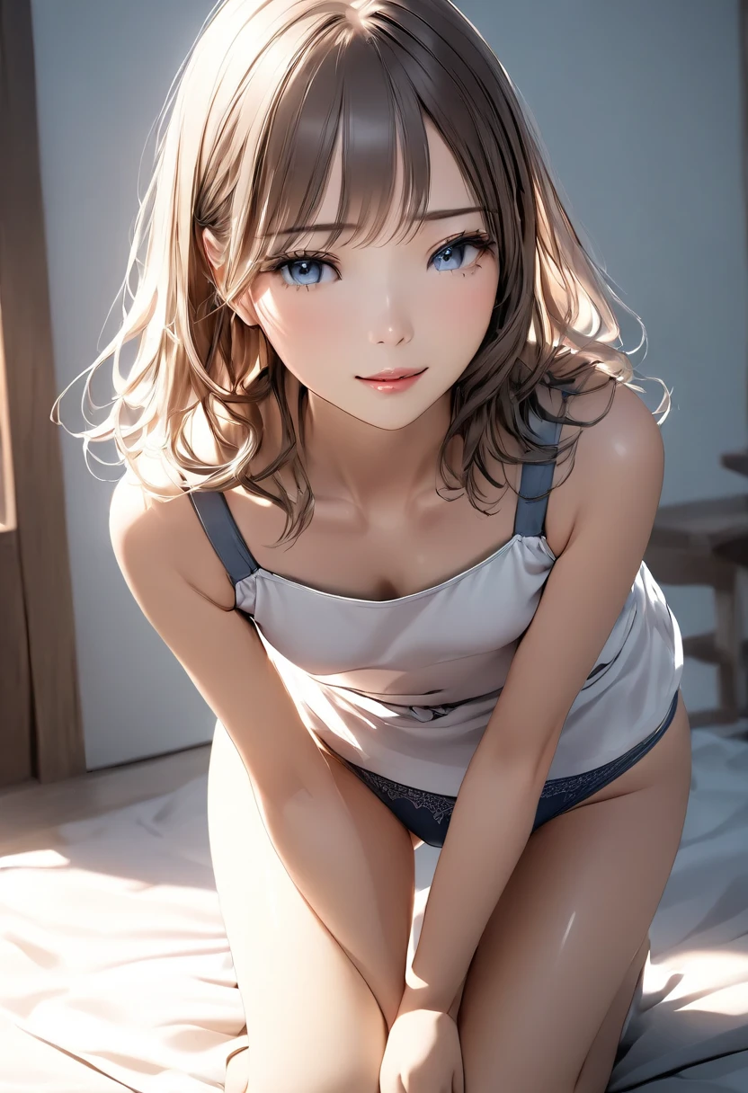 Highest quality、High resolution、Super detailed、masterpiece、RAW Photos、Realistic、Realistic、Very delicate and beautiful、In detail、Textured skin、Full Shot、(In the locker room)、1 female、Japanese、22 years old、(Golf Wear)、Showing white panties,Detailed panties,The details of the frilly panties are visible.(((On all fours))) 、(((crawl on On all fours))),blue color tasteGolf Wear、expensive、Brown Hair、Wavy Hair,short hair,Putting on makeup、(barefoot:1.5)、Don'I don't wear anything on my arms、Perfect proportions,Push out your hips,Focus on her hips,Focus on her hips,Behind her body,View from above,mini skirt
