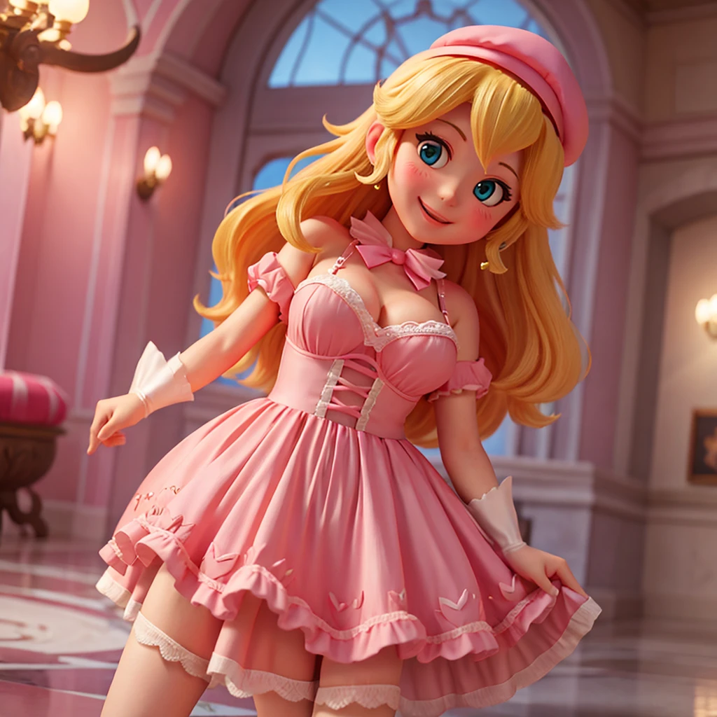 chibi Princess Peach, V-string thong, strong calf, strong quadriceps, thick