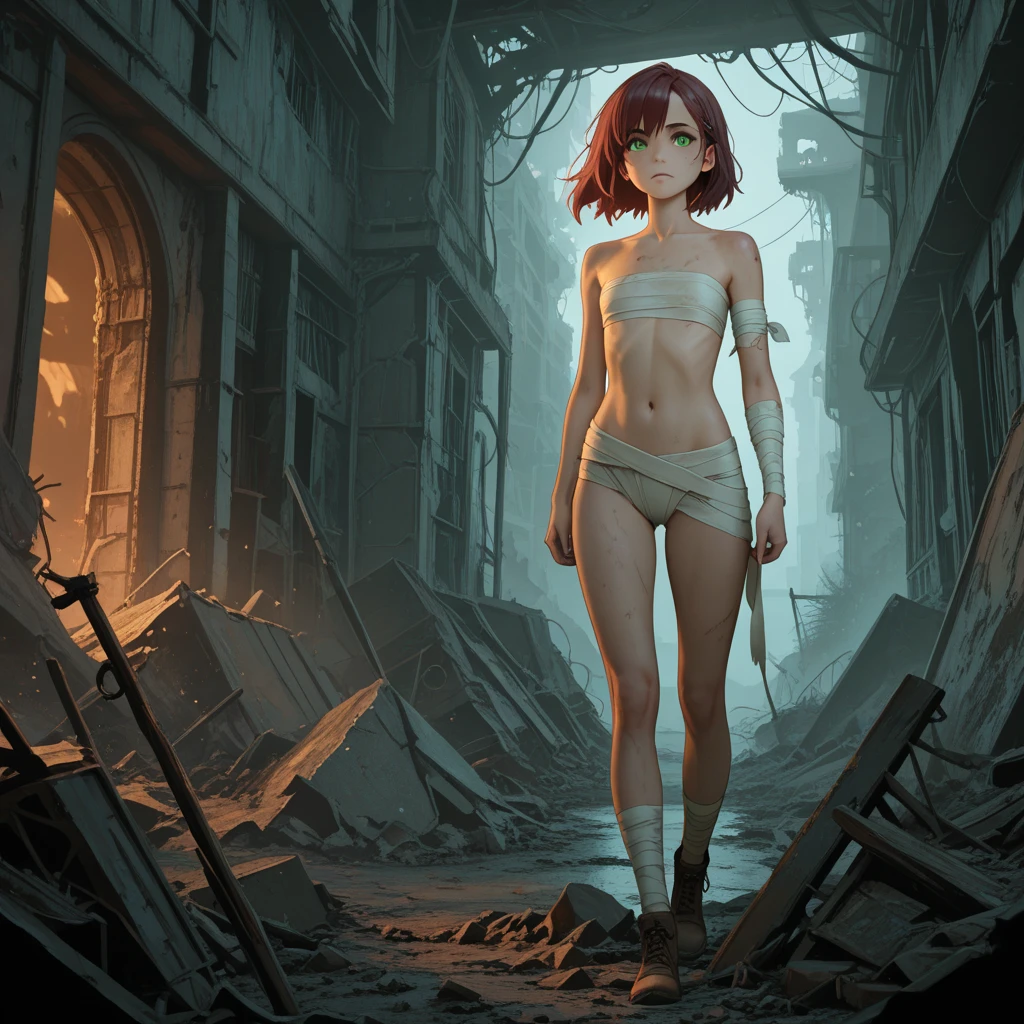 ((((Half of the character)))), ((((completely naked)))) , (((8K,2 thousand.))),(tmasterpiece))), (((beste-Qualit))), (Ultra-detailed) ((highly detailed CG illustration)), ((Extraordinarily gentle and beautiful face)),,a 1girl,( ConceptArt) , , (tmasterpiece:1.2), (beste-Qualit:1.3), (One backstory, whitebackground: 1.3),((((CHARACTERS OF THE POST-APOCALYPTIC WORLD OF THE WASTELAND)))), (((( Post-apocalyptic wasteland)))), ((( Extremely embarrassed face))),, ((((Very red embarrassed face) ))), (((hides large breasts))), ((((hid around the corner)))) , (((hide-and-seek))), ((grimalkin)), (((( shows his crotch and with his legs apart)))), ((((leaning )))), ((Bare detailed crotch close-up)), ((((standing on a bridge))))