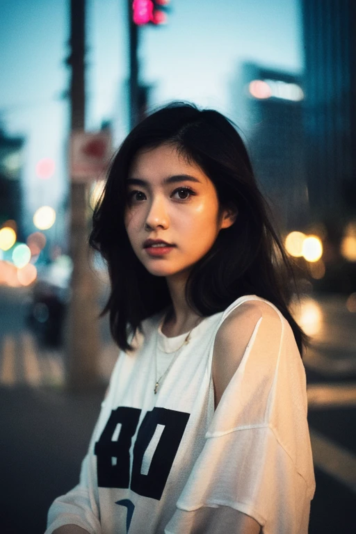 (8K, RAW photo, highest quality, High resolution:1.1), (hyperrealistic:1.4),(realistic, photorealistic:1.3), soft light,realistic face,realistic body,realistic skin,disorganized,masterpiece,(cute:1.8),(leaning forward:1.8),(From above:1.2),(close:1.4),crawl on all fours,throw,( Detailed colorful loose fitting t-shirt:1.2),(Beautiful breasts:0.9),(long hair,ponytail),(big:1.2),cleavage,fine black eyes,innocent eyes,droopy eyes,Watery eye,open lips,blush,good style,colorful lights,film Grain,close,look viewer,full Body,Depth of field, blurred background,Eye focus,young,85mm lens, f/ 1.4,professional lighting,portrait,photon mapping,radio city,Physically based rendering,Transparency,Day本の女の子,Day,Sunny,outdoor