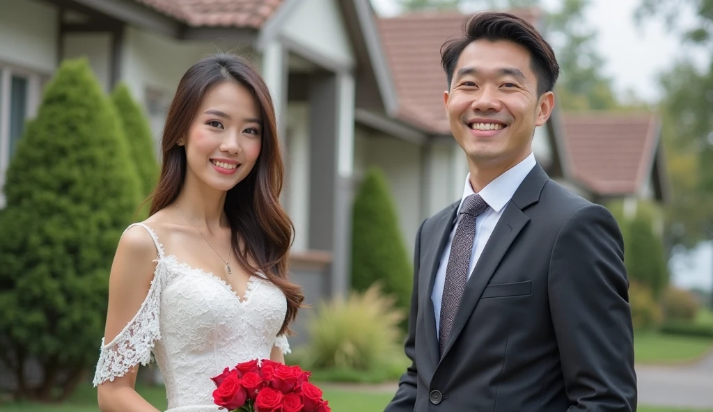 There is a man and a woman sitting in a car together, Happy couple, cute couple, wedding photo, Happy!!!, ruan jia and fenghua zhong, 2 7 years old, snapchat photo, Taken on Go Pro Hero8, photograph taken in 2 0 2 0, Jordan Grimmer and Natasha Tan, grand!, 2 8 years old, coloured photo