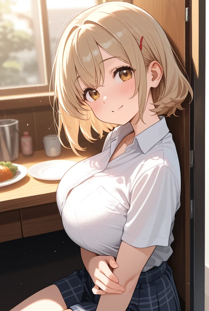 Visible nipples on your shirt,ultra-detailed,painterly style,highres(realistic:1.37),vivid colors,studio lighting,cotton fabric,curved collar,perfectly stitched pattern,colorful buttons,natural folds and creases,sexy and confident woman,warm atmosphere,subtle shadows,subtly revealing,beautiful tattoo on the shoulder,delicate lace details,embroidered floral pattern,soft and smooth texture,catching people's attention,eye-catching design,modern fashion statement,playful and alluring,slightly open shirt,enhancing femininity,sophisticated and elegant look,enhanced natural beauty,silk scarf as a finishing touch,stylish and fashionable,portrait-like composition,impeccable taste in clothing,striking contrast between skin and fabric,subtle gleam in the eyes