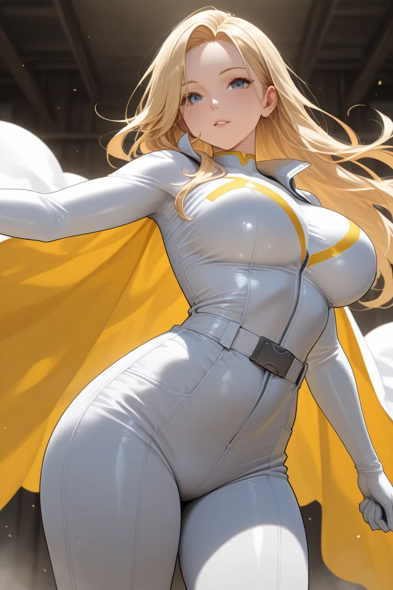 masterpiece, best quality, agrias, grey sweater, black leotard, twirl, spin, blonde hair, superhero, boots, tornado, whirlwind, solo, bare legs, whirl, wind effects, spinning into a tornado, fast spin, stand, time travel, travelling through time, highleg, perfect hands, perfect fingers, highleg leotard, powering up