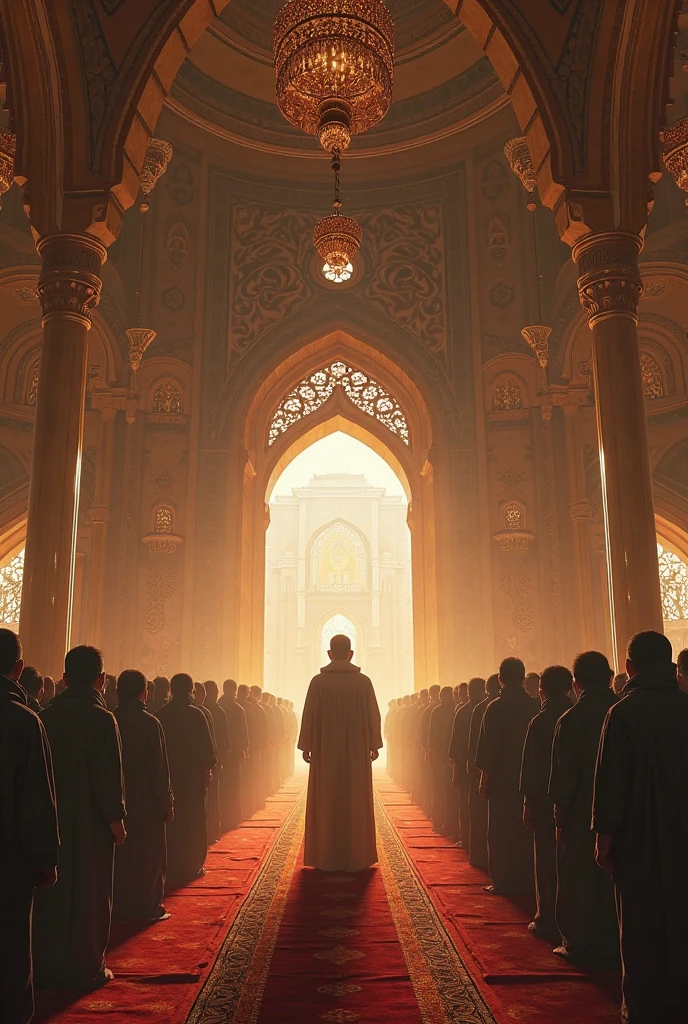 (Horror story title: Forbidden secret in the mosque dome)
Scene 2: Ustaz Malik is restless
- Ustaz Malik stood near the mosque, looking at the dome with an anxious and afraid expression. In the distance, the Maghrib call to prayer sounded, and Ustaz Malik looked increasingly anxious.