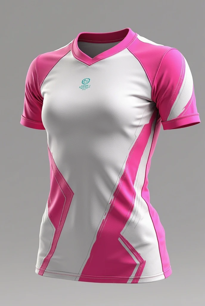 a white basketball shirt with pink details