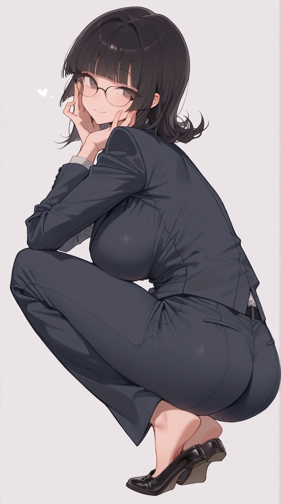 One Girl, Five Fingers, mini skirt, Looking down at the viewer, Black Hairロングヘアー, Highest quality, Focus on the thighs, Dynamic pose, smile, blazer, blouse, Black Pantyhose, panties under pantyhose, Standing Split, classroom, Black Hair, Stylish pose,My thighs and groin are steamy