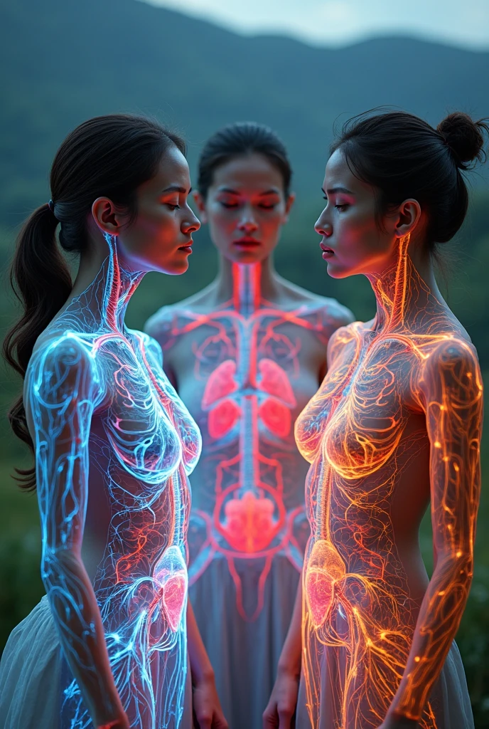 photoillustration of double exposure of merged, a lady, and a girl-shape green-flames, (transparency effect of a ghost-spirit images facing on her), seamless mix, texture and pattern, ((transparency effect 0.5)), iconic standing-pose stance, dramatic shadows, dramatic lights, interlacing elements, image facing on her, sixty degrees side view, fantasy art, two tones, opposite-opponent digital manipulated photo art, hyper-realistic, ultra-detailed, crisp clarity, high-contrast, luminous ambiance, rich textures, intricate patterns, vivid colors, cinematic lighting, photorealistic, accurate anatomical proportions.