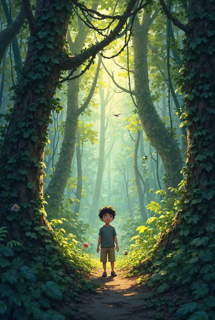 One day a boy got lost in the forest