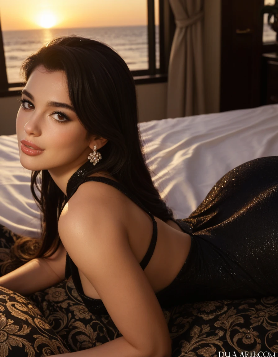 Masterpiece, beautiful happy german brunette girl (( in bed in a glass room, blue lace intricate future outfit)), sunset lighting, residential quarters, very detailed, dramatic lighting, digital art trending on Artstation 8k HD high definition detailed realistic, detailed, skin texture, hyper detailed, realistic skin texture, armature, best quality, ultra high res, (photorealistic:1.4), high resolution, detailed, raw photo, sharp re, by lee jeffries nikon d850 film stock photograph 4 kodak portra 400 camera f1.6 lens rich colors hyper realistic lifelike texture dramatic lighting unrealengine trending on artstation cinestill 800,