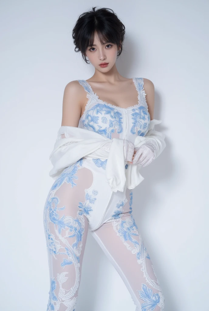 ((Small underboob)), (shoulder-length straight short hair: 1.2), Black hair,Upper body, （Extremely meticulous CG 8k wallpaper），（Extremely refined and beautiful），（Masterpiece），（best qualtiy：1.0），（Ultra High Resolution：1.0），beautiful light up，Perfect lightning，realistic shaded，[A high resolution]，Smooth and flawless fair skin，Extremely exquisite facial details，（perfect body：1.1），ultra - detailed，A beautiful girl，small head，(Small breasts:1.1)，Flat chests，slim，thin，Smile，cheerfulness,(Doctor's white coat:1.5),(light blue pantyhose:1.5),autumn,midday，A female doctor，In a dilapidated hospital，In the ward，Lying flat on back on the hospital bed，Closed eyes, sleeping, fainting, drooling,open mouth,Close Shot,from above,blush,Female orgasmic,cowboy shot