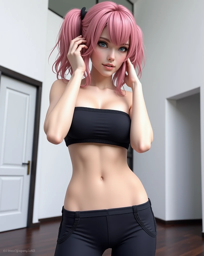 night scene, close up photo of a sexy girl, posing, look at a camera and smile, pink ponytail hair, (green eyes:0.8), cute young face, 18 yo, no bra, no panties, show breast, nipple, pubic hair full body shot, soft volumetric lights, (backlit:1.3), (cinematic:1.3), intricate details, (ArtStation:1.2)