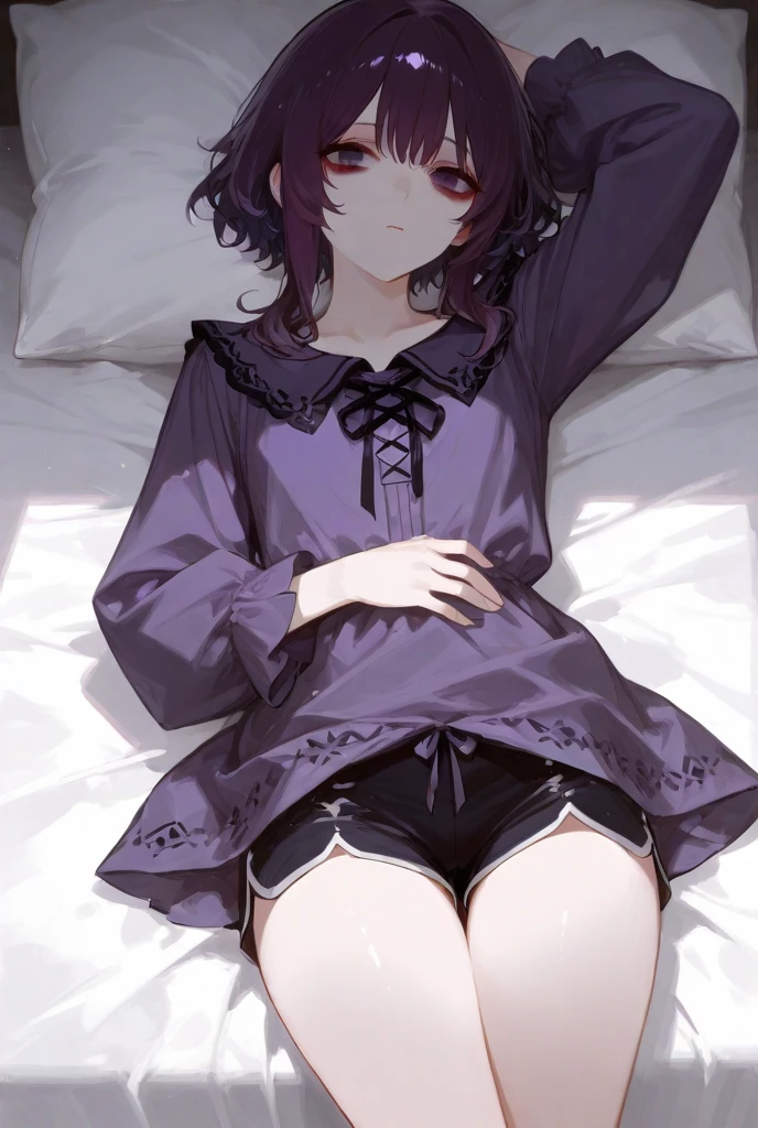 short hair small body shyness thighs depressed small breasts Glasses sweaty open mouth bed Gothic Lolita