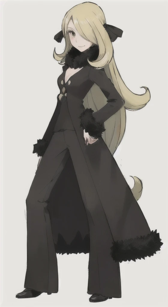 (masterpiece), (best quality)
BREAK <lora:cynthia_v1:1>, cynthia \(pokemon\), fur collar, black coat, fur-trimmed coat, black shirt, black pants, cleavage
BREAK hand on hip, arm at side, confident, looking at viewer, smile, (smirk:0.6)
BREAK (white border:1.15), blue sky, cloud