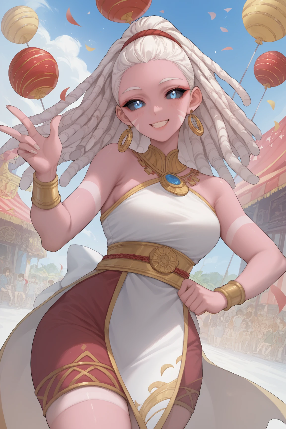 Octane Render、(Hyper-detailing: 1.15)、(Soft light、sharp: 1.2)、morning、Harvesting grapes, Distinctive ethnic hair ornaments、Characteristic ethnic shoes、 Fuji Film, F/4.0, masutepiece, Anatomically correct、A smile, radiant light