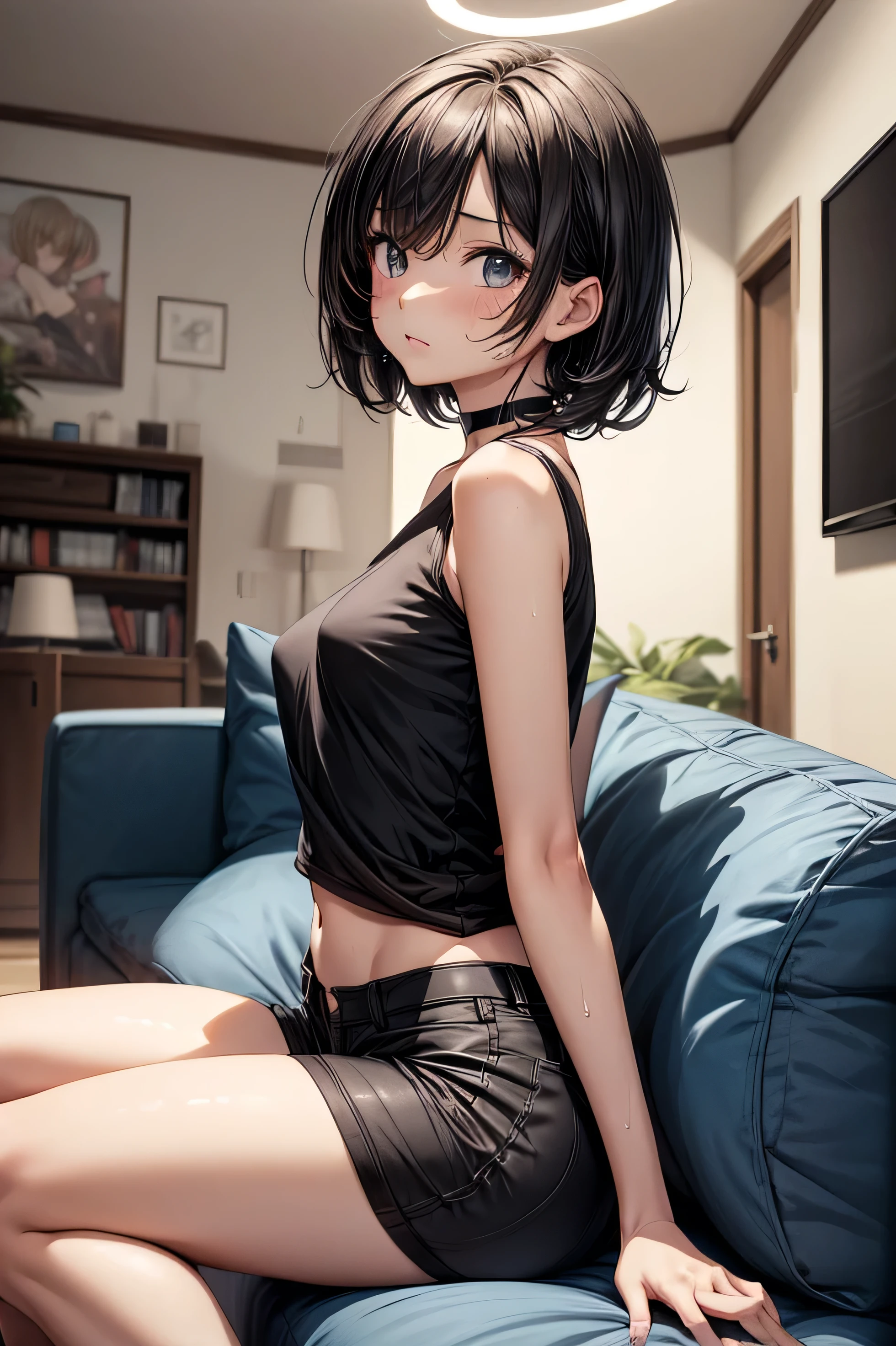 Beautiful 、Black Hair、Attractive breastsful and attractive anime woman, Enchanting anime girl,Slippery、black eye、beautiful girl、、Quiet、Inconspicuous、White see-through tank top、Big Breasts、Stouse、Underwear is visible、Underwear is biting into、Small underwear、Shaved、Wet Skin、((腕にTattoo))、(For the whole body)Tattoo、Nipples、large hoop earrinthe legs)Tattoo、(On my back)Tattoo、(On the stomach)Tattoo、Provocative、大きいTattoo、For the whole bodyTattoo、(On the face)Tattoo、Short Bob、Provocative、肩にTattoo、((Tattoo))