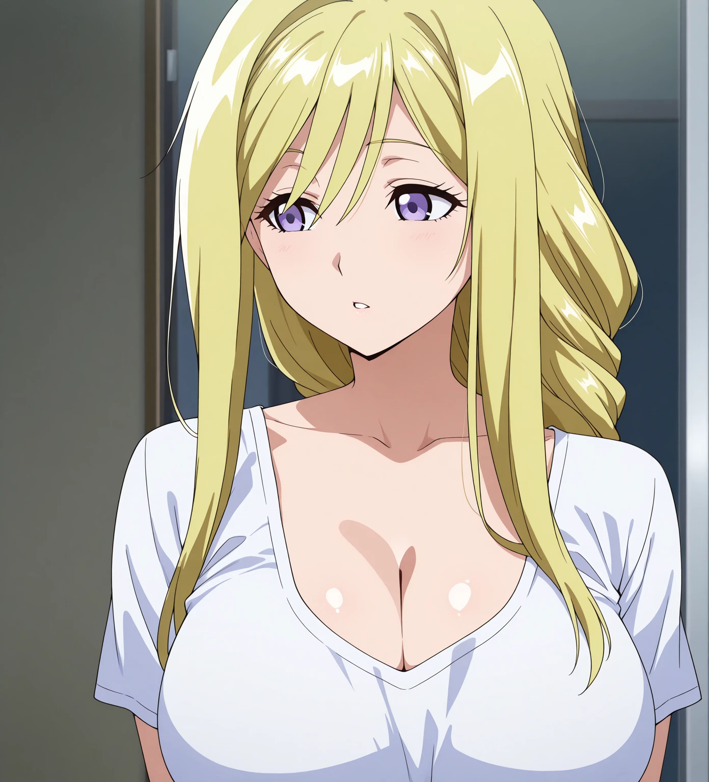 (Best Quality, masutepiece, a bed,独奏, Cowgirl), (absurderes:1.1, hight resolution:1.1, ultra-detailliert:1.1, forward lighting:1.1, Official art:1.3), Sigyn_nffsw, Green eyes, Long hair, Blonde hair, cleavage,White shirt,robe,Wide sleeves,1 girl, 20yr old,infp young woman,Beautiful Finger,Beautiful long legs,Beautiful body,Beautiful nose,Beautiful character design, Perfect eyes, Perfect face,Expressive eyes,Perfect balance,Highly detailed CG Unity 8k wallpaper, 1girl in, Straddling, 1boy, hetero, Cowgirl_Position, blush, Sweat, Navel,(Beautiful, Large breasts:1.4), (Beautiful_Face:1.5),(narrow_waist), Looking at Viewer, Solo_Focus, up looking_で_viewer, POV, 鎖骨, Flying_Drops of sweat, looking looking at viewer, in a house, window, depth of fields, Blurry background