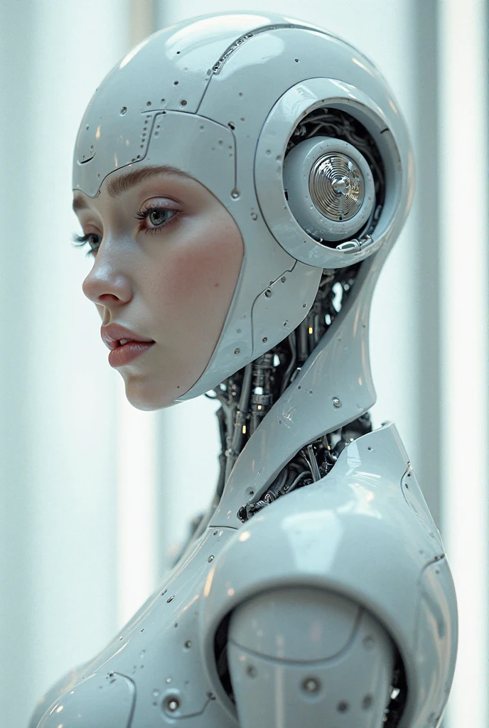 electronic system on head humanoid |cyborg woman| with a visible detailed brain| with a visible detailed heart| muscles cable wires| biopunk| cybernetic| cyberpunk| white marble bust| canon m50| 100mm| sharp focus| smooth| hyperrealism| highly detailed| intricate details| carved by michelangelo