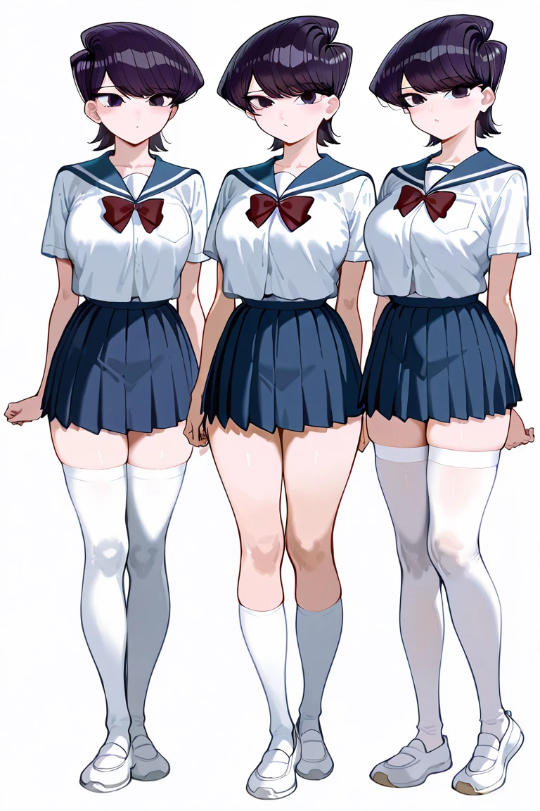 ((masterpiece, highest quality, High resolution, 超High resolution, Perfect Pixel, Depth of written boundary, 4K, RTTX 10.0, High resolution))), (Five adult women:1.3), Beautiful Anime Woman, Beautiful art style, Anime characters, ((Long Hair, bangs, Dark brown hair, Various hairstyles, ponytail, Twin tails, Bobcut)), ((Beautiful eyelashes)), ((Detailed face, blush:1.2)), All five have different faces, ((Smooth texture, Realistic texture, Anime CG Style)), Perfect body, (Slender body:1.2), Beautiful and big breasts, Exact finger count、Exact number of legs、Exact number of arms, (blush:1), (The five women are standing side by side, lifting their skirts to greet the crowd.:1.2), ((Fashionable white shirt, Sailor collar, mini skirt, Maid Headband, Frilly maid apron arrangement, garter belt, (Black knee socks:1.2), High heels:1.2)), (Lift up your skirt yourself:1.1), Realistic, highest quality, High resolution, Very detailed face, Perfect lighting, Extremely detailed CG, (Perfect hands, Perfect Anatomy), Embarrassed expression, (School classroom, A classroom filled with cute decorations:1.3), Morning sun-like lighting, whole body, ((Stylish and sexy shiny satin intricate panties, Stylish lace side-tie panties, White panties, Dark pink panties, Dark Blue Panties, :1.2)), Angle from the front、(Beautiful and thin thighs:1.2)