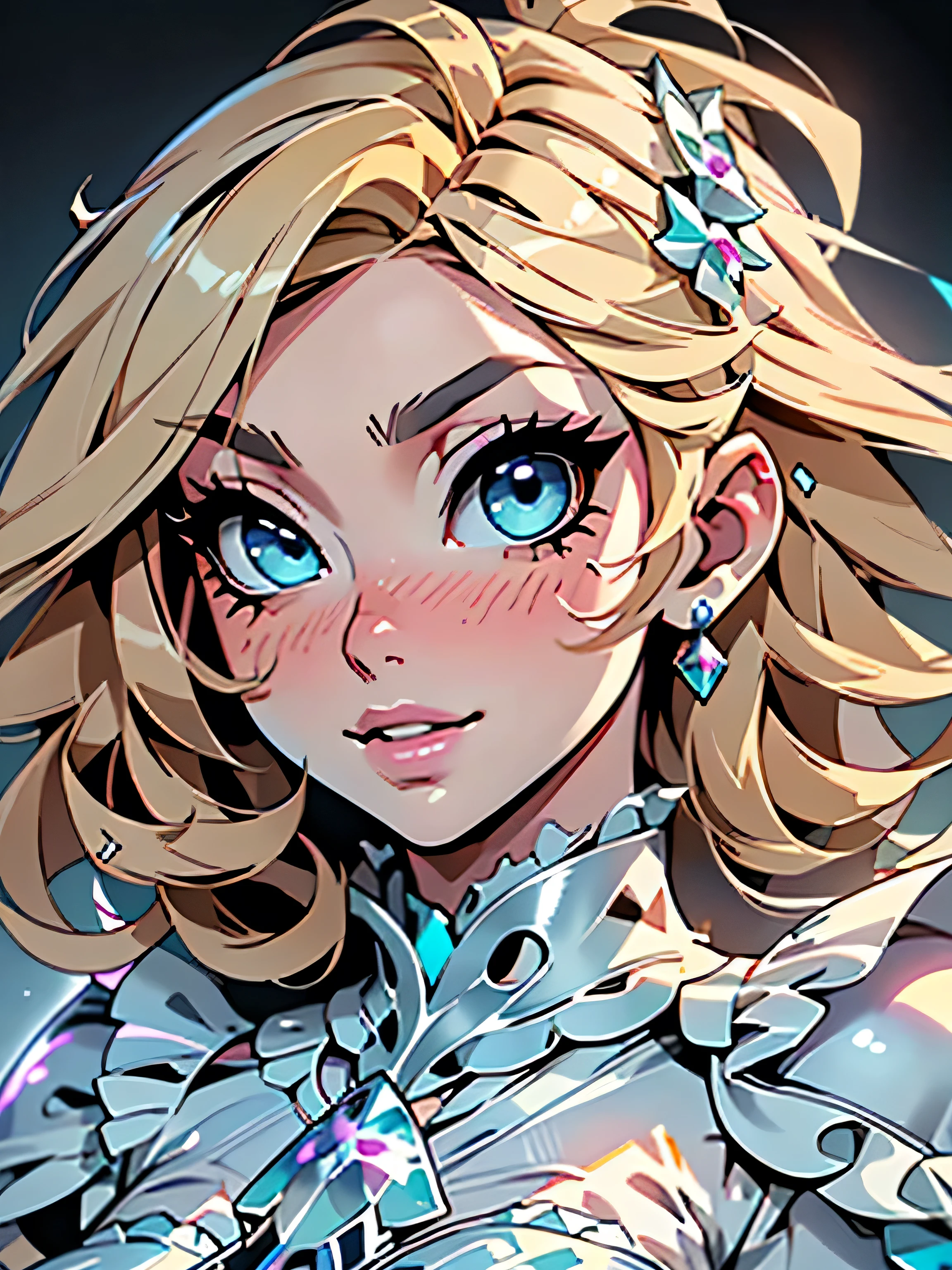 SFW, Highest image quality, outstanding details, ultra-high resolution, sharp focus, (photorealistic artwork:1.37), (extremely detailed CG unity 8k wallpaper), (masterpiece), (best quality), (realism: 1.4), very pretty 23-year-old girl, perfect face, soft face, very cute, BREAK, ((( light blonde hair:1.35, medium hair:1.4, colored inner hair))), parted in center, (((Fantasy Eyes, two-tone eyes, blue eyes, light blue eyes))), intricate eyes, beautiful detailed eyes)), double eyelids, eyelashes, open mouth smile, pink lips, (((lustrous skin:1.5, bright skin: 1.5, skin light tanned, shiny skin, very shiny skin))), (athletic body, detailed body, (detailed face)), cute, seductive, coy, BREAK, ((light blue blouse, frilly blouse, short sleeves)), ((white denim shorts)), (dynamic pose:1.2, (centered, Scale to fit dimensions, Rule of thirds)