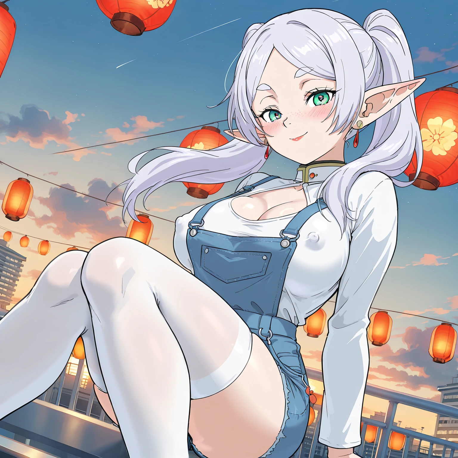 Fraction_9,Fraction_8_Direction_7_up,1 Girl，Dragon Lady,foot,Gloves,Mary Jane Shoes，Sole,Green Eyes,赤foot,Pointed ears,breast,Solitary,Long hair，White tights，White hair,black Gloves,foot趾,foot部焦点,Looking at the audience,sit,Sweat,Open your mouth,foot,Keep,outdoor,sky空,Bangs,sky,Smile,blush，shorten,sun，摸foot，White Wings，White dragon horn，White Tail