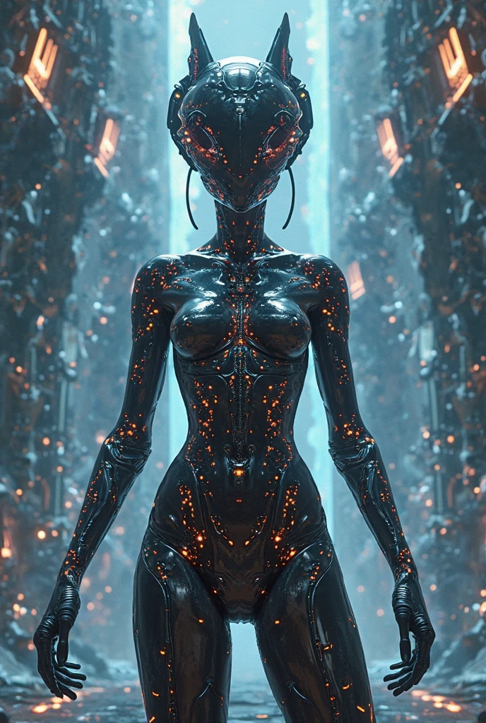 cyberpunk Gaisha Full length view, glowing translucent fantasy glass ghost, cyberpunk Gaisha with baroque floral pattern in orange-red-black-gold color, big eyes, beautiful perfect look, soft body, emitting diodes, shadow play, top view, light, fog, moody, shiny hair, bright, red, purple, blue, cinematic, film light, super detailed, hyper realistic, masterpiece, atmospheric, high definition, bright, high contrast, dark corner, koos roos art, 8k, hdr, 500px, alien layout background, watercolor, artstation trends, sharp focus, studio photo, intricate details, high detail, Greg Rutkowski