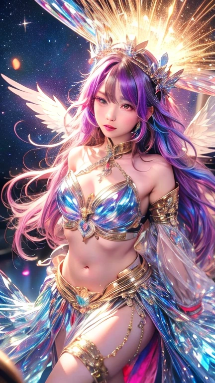 anime girl with long pink hair and blue dress posing in front of a starr sky, 2. 5 d cgi anime fantasy artwork, extremely detailed artgerm, artgerm on artstation pixiv, portrait knights of zodiac girl, trending on cgstation, artgerm. high detail, knights of zodiac girl, ig model | artgerm